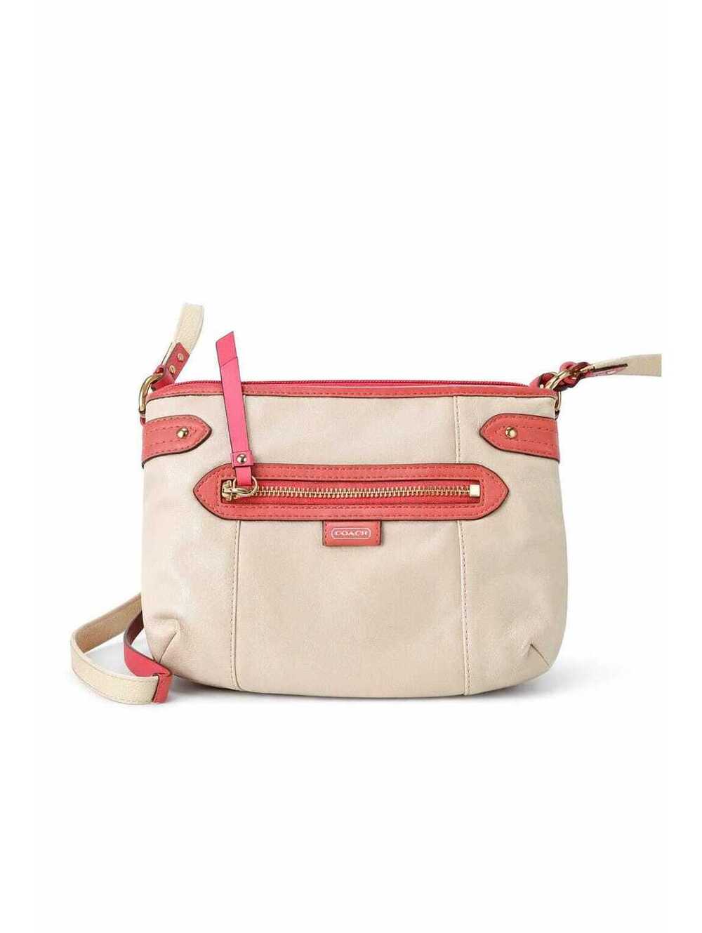 Coach Cream Coral Leather Crossbody Bag | Small Shoulder Purse, Everyday Use